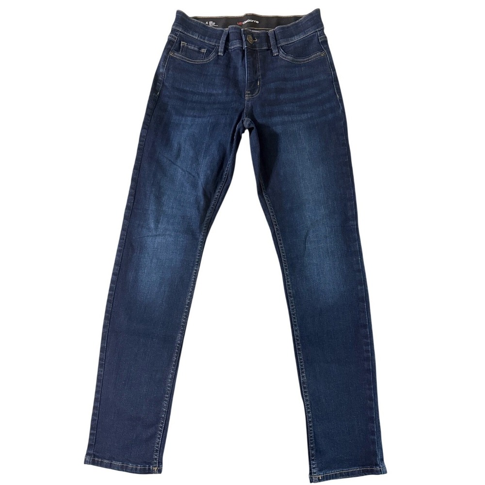 Liz Claiborne Sara Slim Leg Jeans Dark Wash Mid-Rise Denim Size 4
